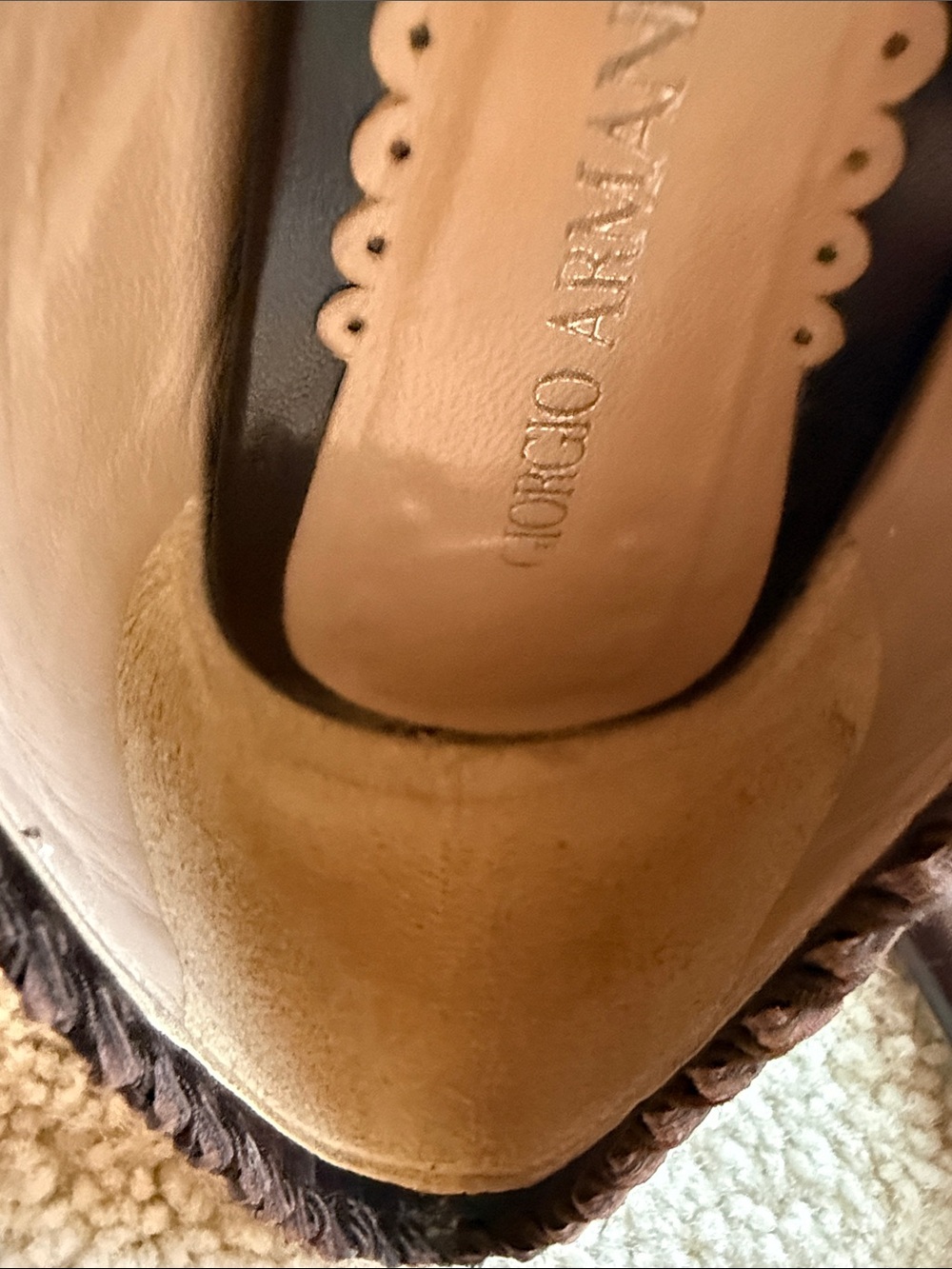 Giorgio Armani Brown Monogram Pointed Tassel Pumps - Picture 6 of 7